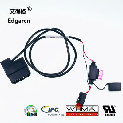 16pin OBDII Passthru Cable with Power Break Out and IP68 Rating for Heavy-Duty Automotive Wiring Harness