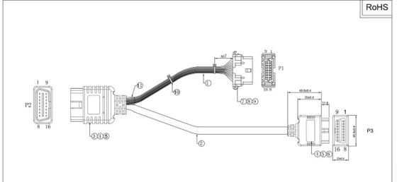 Durable UL 2464 Certified 20 AWG OBD J1962 Connector Cable with Deutsch J1939 HD-16-9-1939s-P080